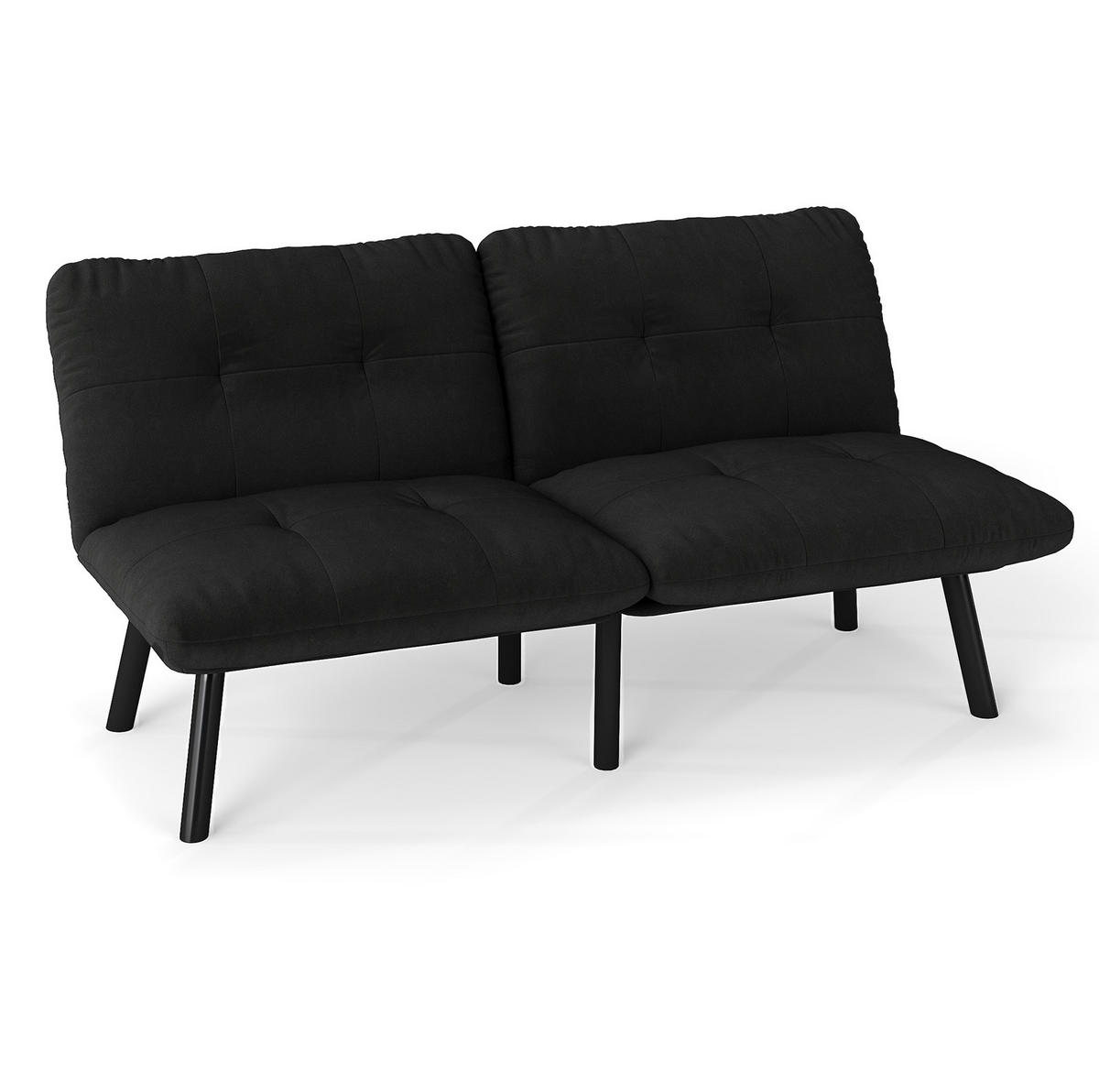 SOFA-BETT klappbar Schwarz Samt - Schwarz, Metall (160/78/81cm) - Meubliv