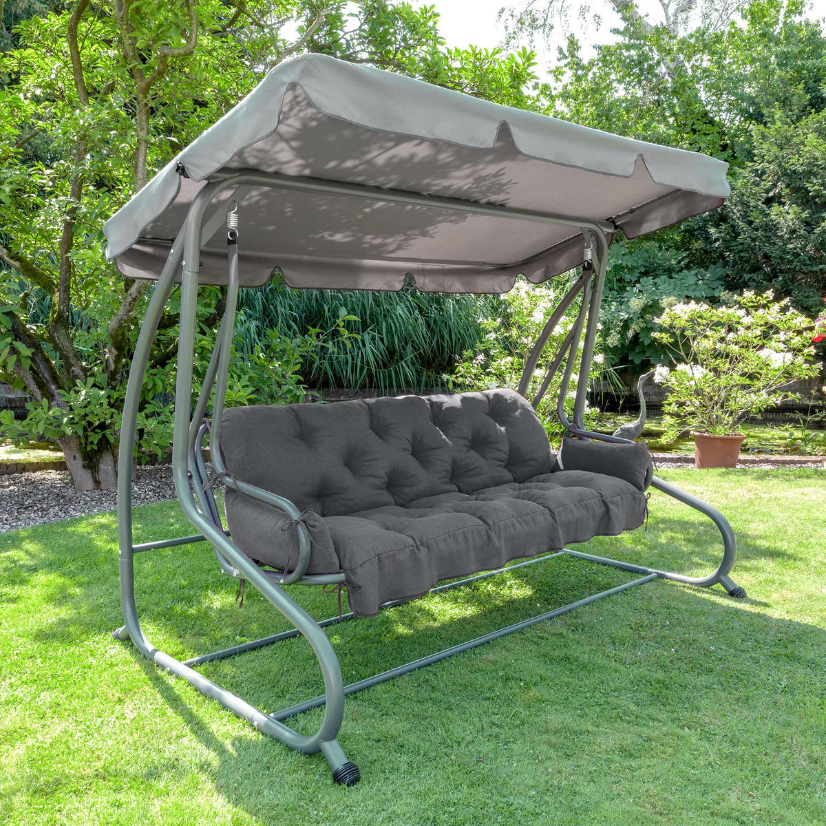 HOLLYWOODSCHAUKELAUFLAGE Flair HS 180/50/8cm Graphitgrau - Graphitfarben, Textil (50/8/180cm) - Beautissu 