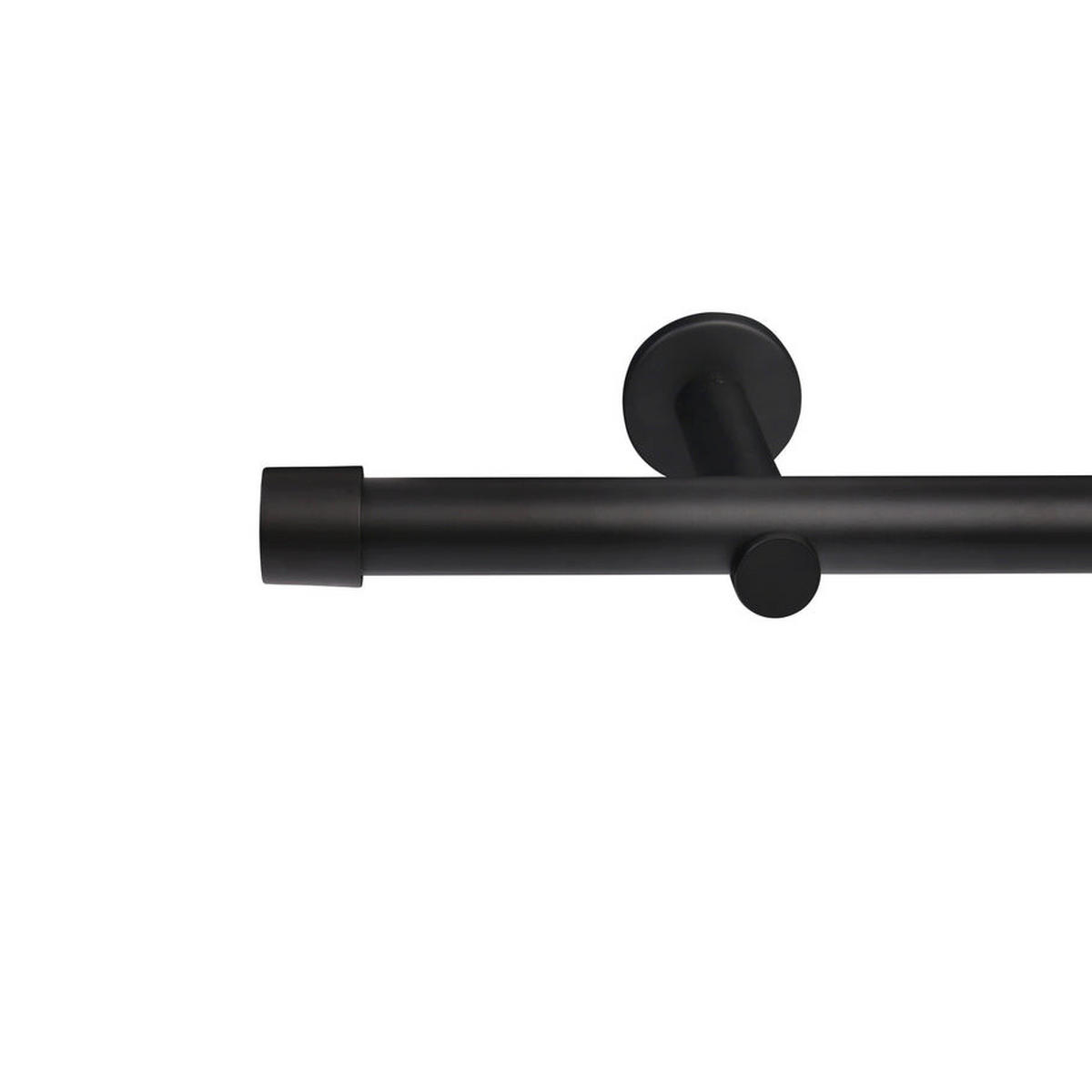 GARDINENSTANGE 1-lauf Kappe - Schwarz, Metall (60cm) - Deco-Raum