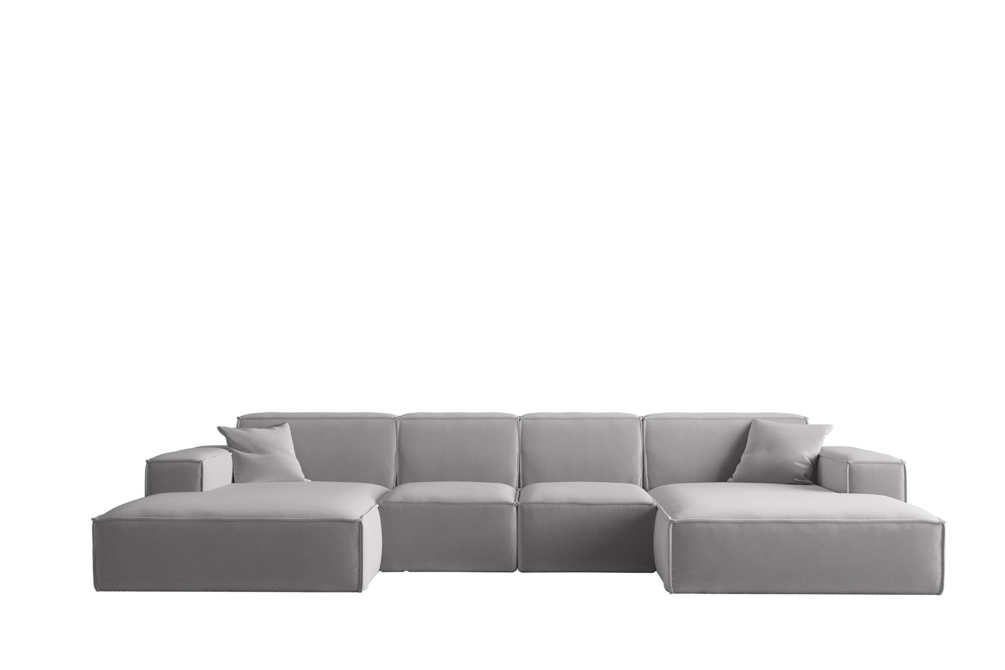 WOHNLANDSCHAFT Celes Premium Xs Opera - Hellgrau, Holzwerkstoff/Textil (342/73/165cm) - Fun Möbel