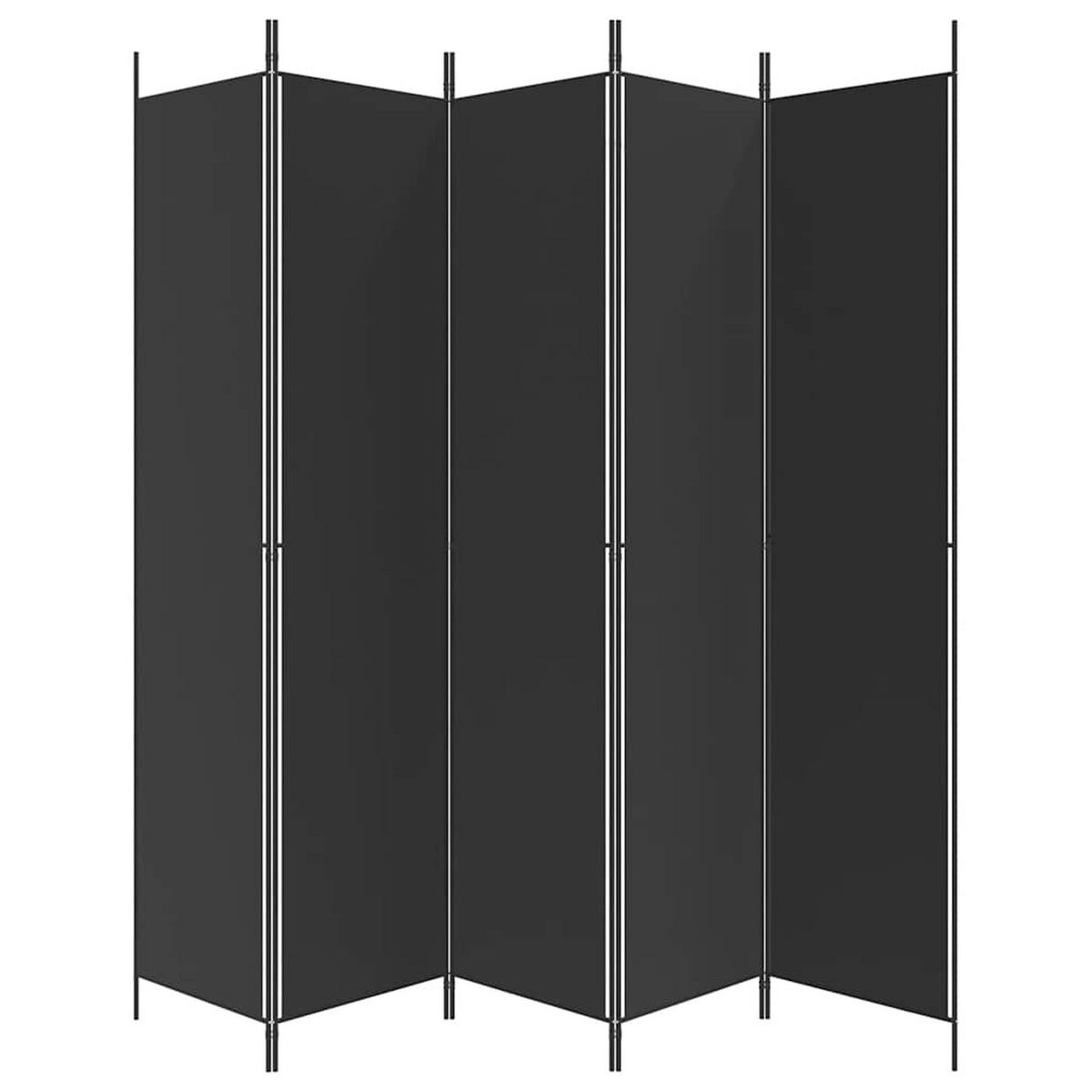 PARAVENT 5-teilig Schwarz 250/220 Cm Stoff - Schwarz, Textil (250/220/0.1cm) - vidaXL