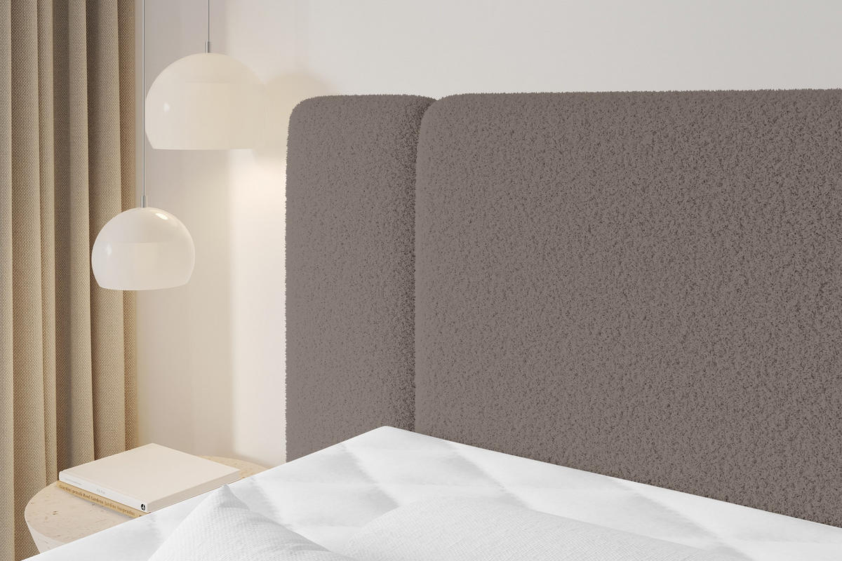 BOXSPRINGBETT mit Matratze H3/H4 - EVON KING - 140x200 cm Braun - Braun, Holzwerkstoff (140/200cm) - ALTDECOR