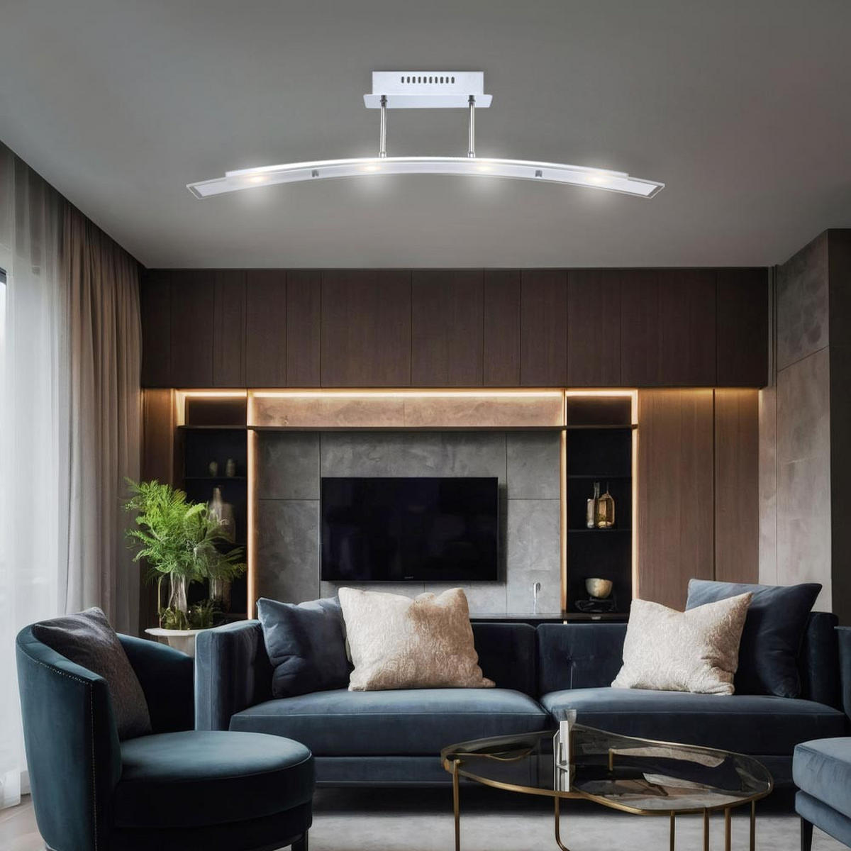 LED DECKENLEUCHTE DILAN Klar Satiniert - Klar, Glas (82/8/20cm) - Globo Lighting