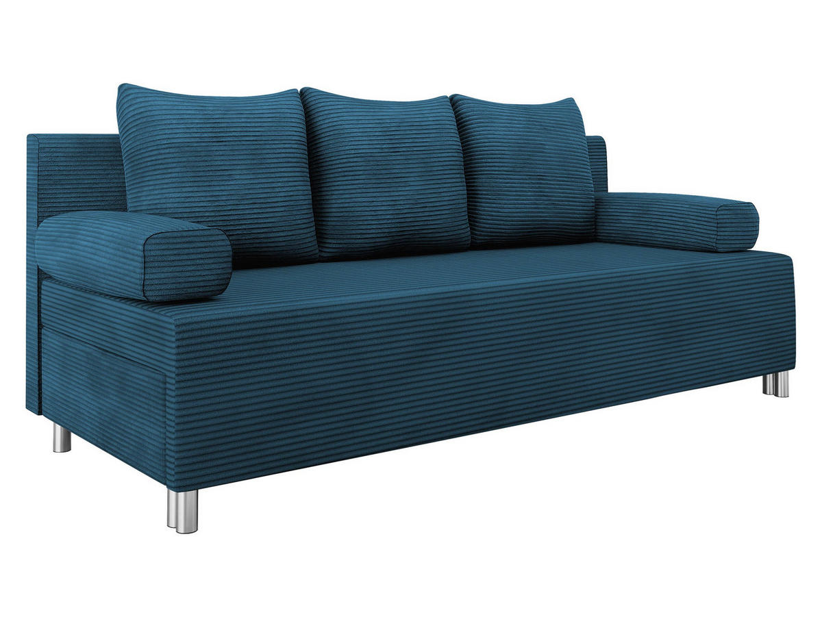 SCHLAFSOFA Dover Cord - Chromfarben/Blau, Holz/Kunststoff (192/86/80cm) - MIRJAN24