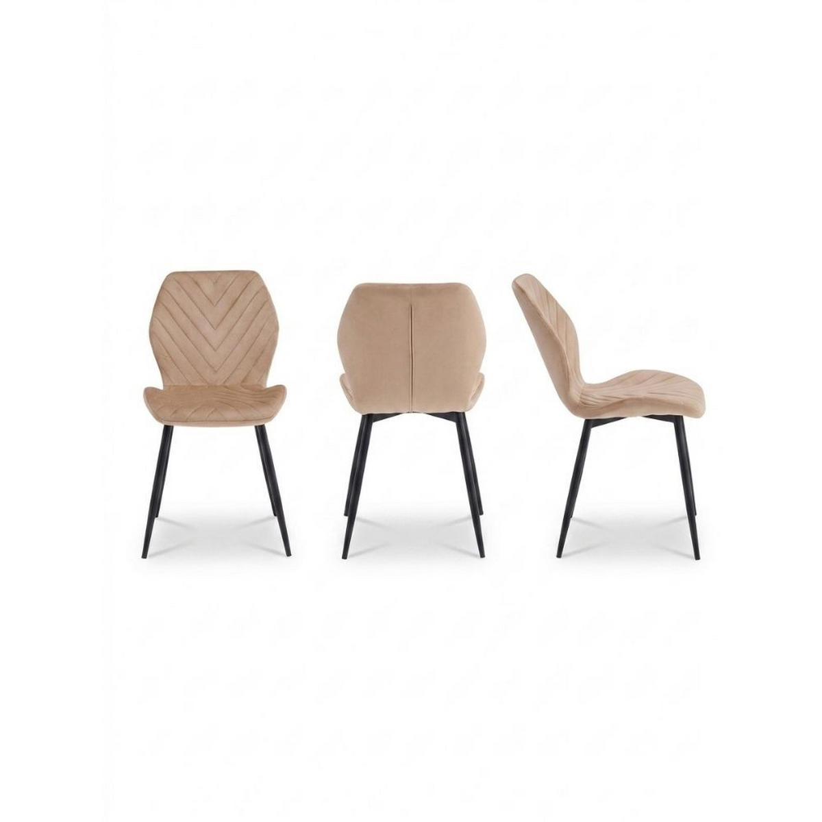 STÜHLE Esszimmerstuhl, gepolstert mit Steppung, schwarze Metallbeine, 1 Stück, Beige - Beige/Schwarz, Metall (48/86/41cm) - AN Furniture Store
