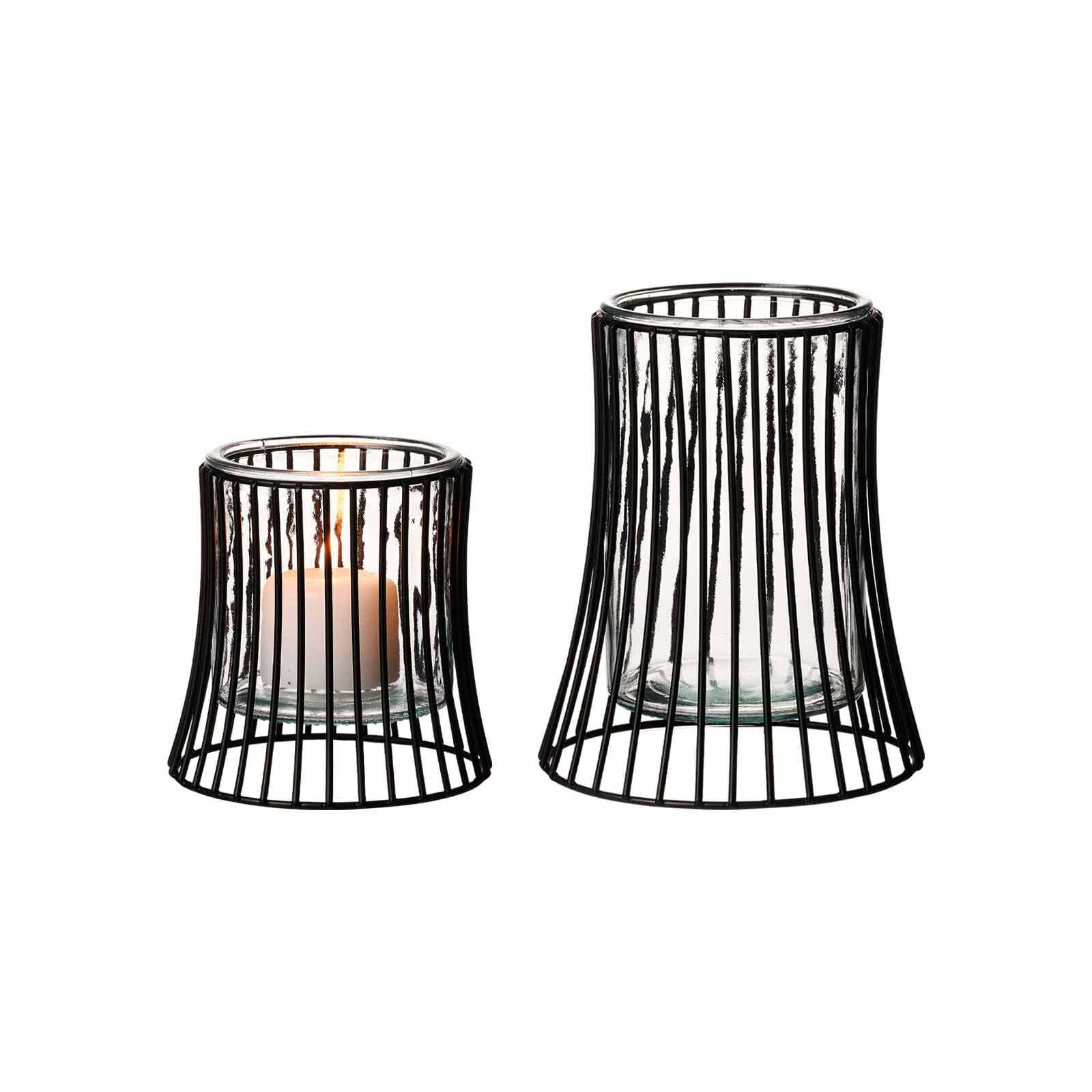 WINDLICHTER-SET Nero schwarz-transparent 2er Set - Transparent/Schwarz, Glas/Metall (2/2/2cm) - Ritzenhoff Breker