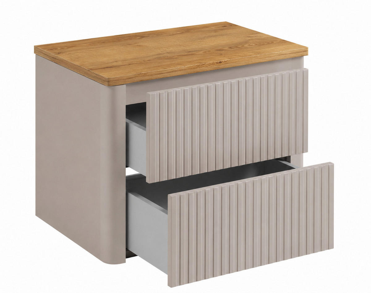 BADEZIMMERSCHRANK: Kaschmir, Platte Craft-Eiche, 60,8 x 44,2 x 50 cm - Kaschmir/Eichefarben, Holzwerkstoff (60.8/48.4/44.2cm) - 3XE LIVING