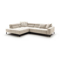 ECKSOFA MIT MOTORISCHEM SITZVORZUG OHIO Weiß Cord - Schwarz/Weiß, Textil/Metall (311/219cm) - KAWOLA