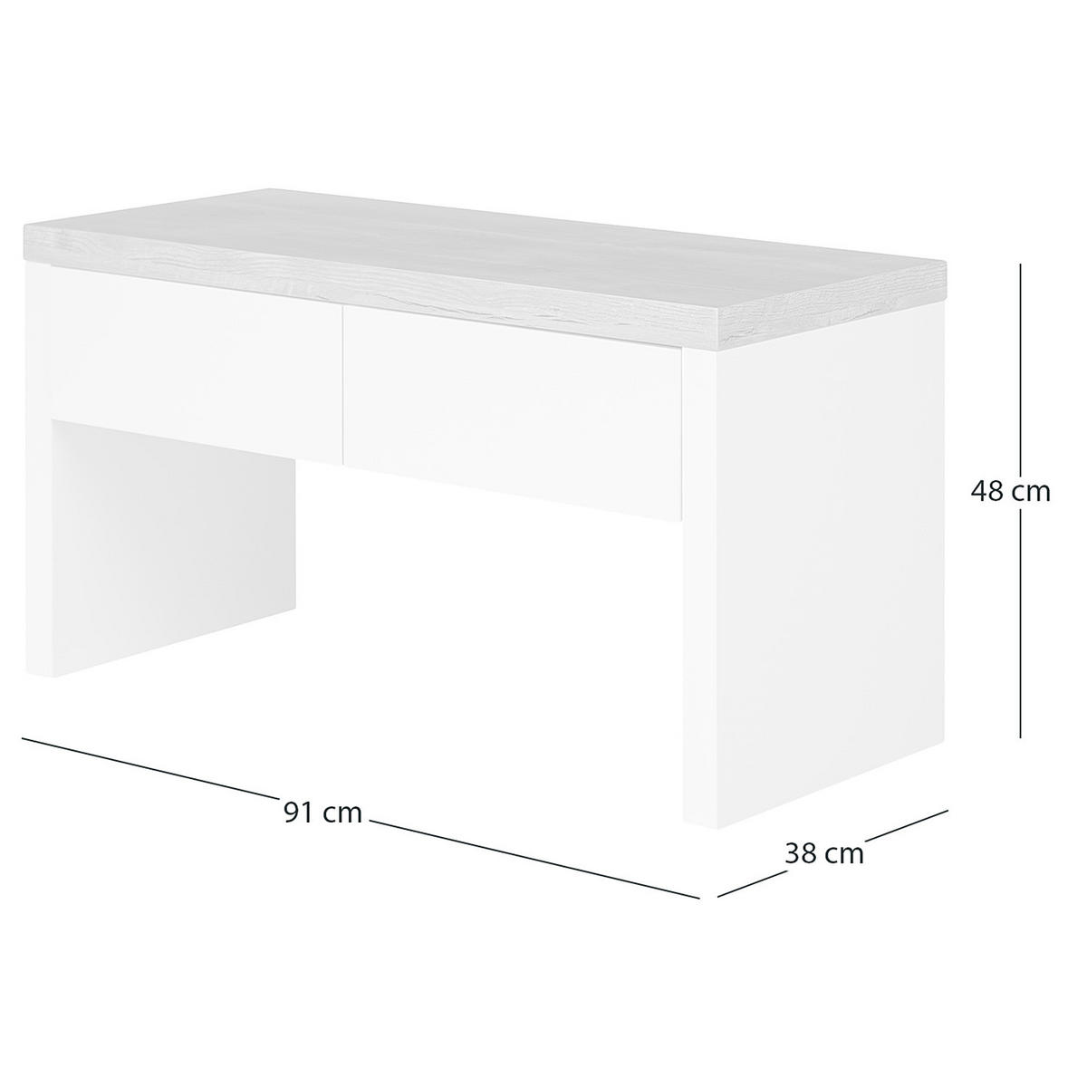 GARDEROBENBANK - Eichefarben/Weiß, Holzwerkstoff (91/48/38cm) - home24