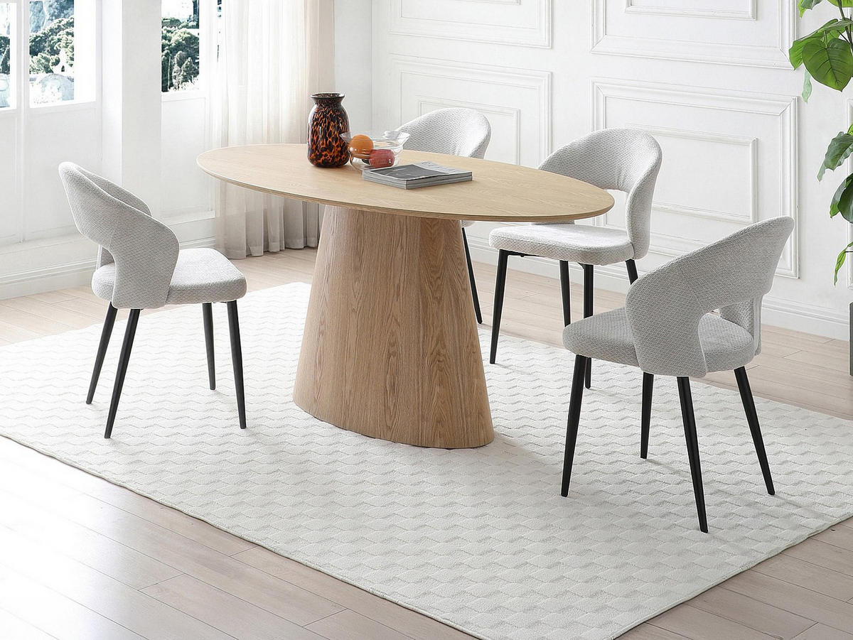 ESSGRUPPE - 6 Personen - Holz, Platte - Naturfarben Hell ANTELADA - Naturfarben, Holz (160/76.5/90cm) - Vente-Unique