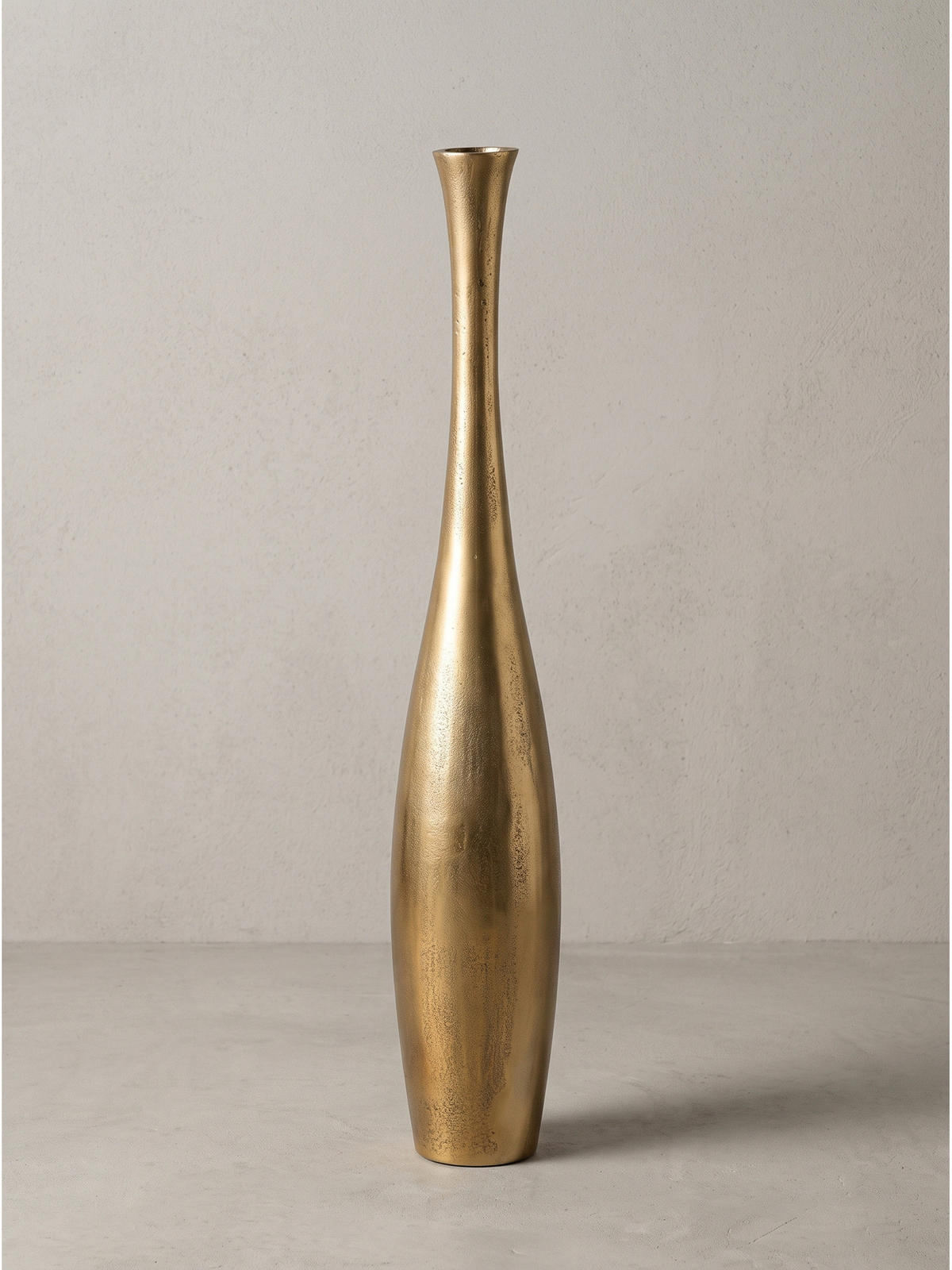 BODENVASE EBRO, Aluminium, handgefertigt, Gold, Ø 14 x 100 cm - Goldfarben, Metall (100cm) - KADIMA DESIGN