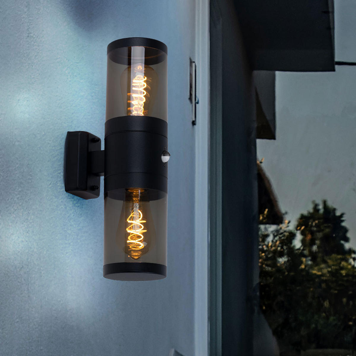 LED AUSSENWANDLEUCHTE Edelstahl Schwarz - Schwarz, Metall (10.2/42/10.2cm) - Globo Lighting