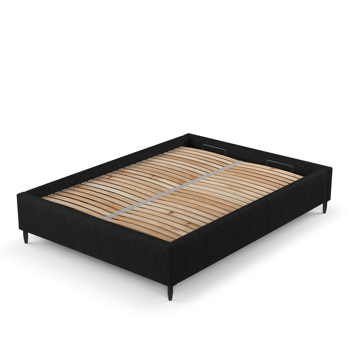POLSTERBETT Larch Schwarz 140/200 cm im Webstoff - Schwarz/Naturfarben, Holz/Holzwerkstoff (140/200cm) - Maison de Reve