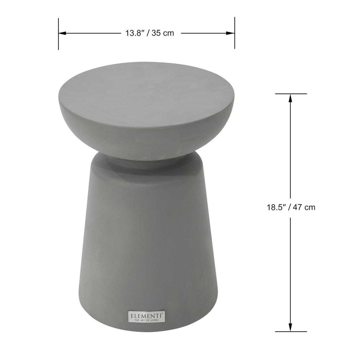 BEISTELLTISCH KYLIX Klein aus Beton 35 x 35 x 46 cm - Grau, Naturmaterialien (35/35/47cm) - Elementi