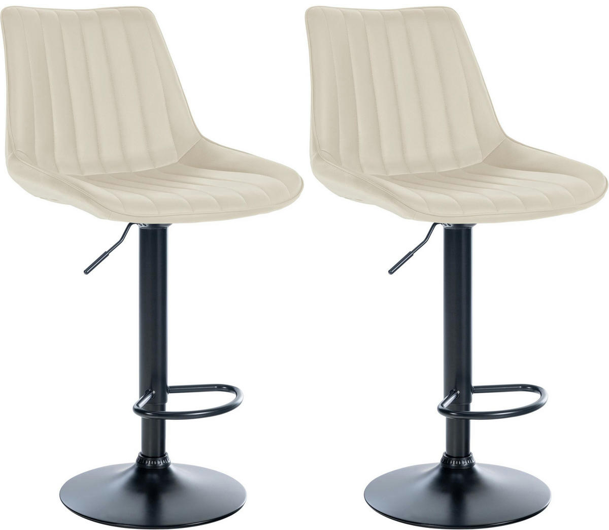 BARHOCKER 2er Set Lederlook creme - Creme, Textil/Metall (49.5/91/50cm) - CLP