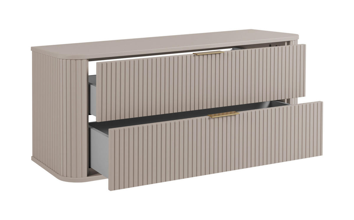BADEZIMMERSCHRANK, Kaschmir + Goldener Griff, 41,5 x 120 x 51,7 cm - Kaschmir/Goldfarben, Holzwerkstoff/Kunststoff (120/51.7/41.5cm) - 3XE LIVING
