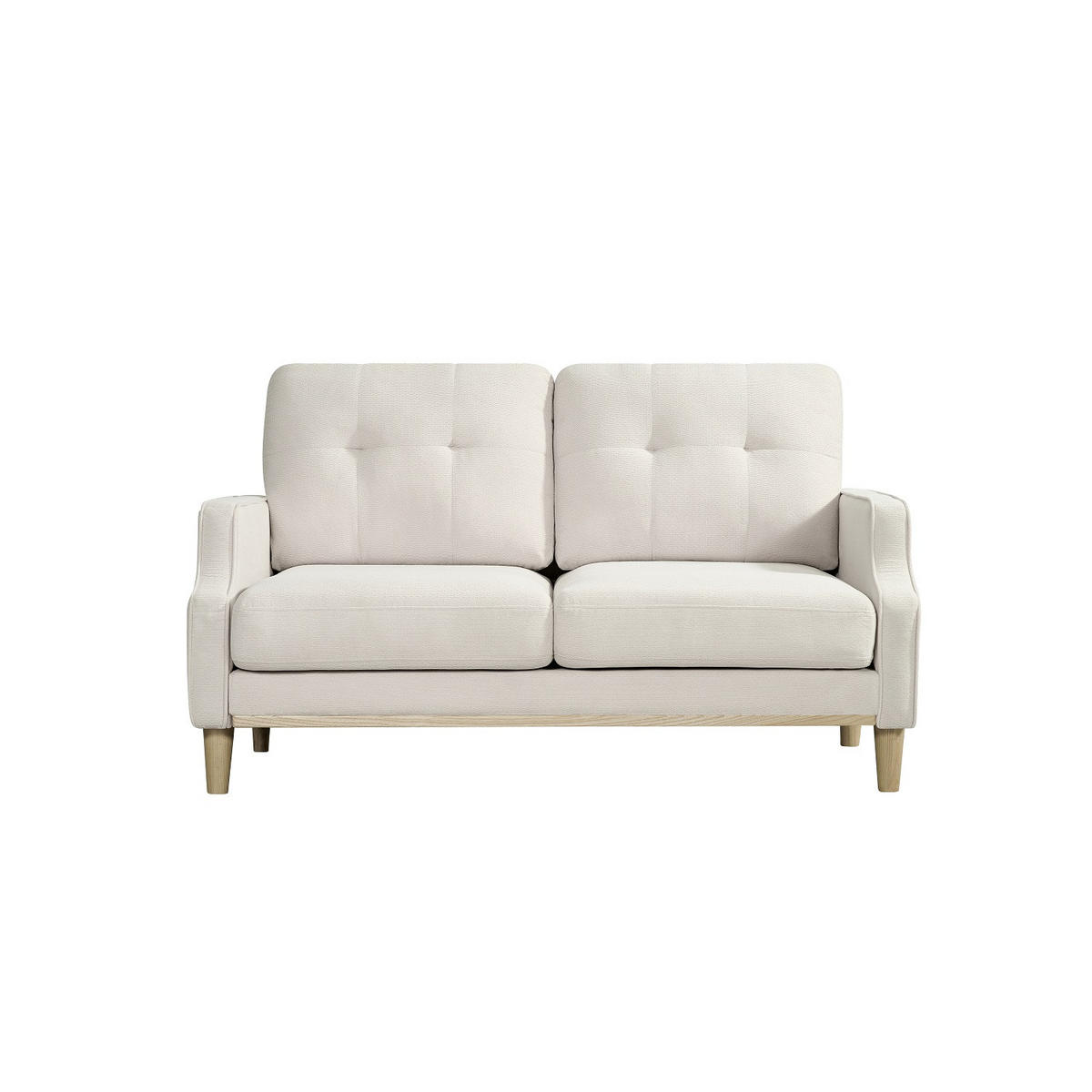 2-SITZER SOFA Polyester Beige mit USB - Beige, Holz/Holzwerkstoff (135/85/72cm) - WISHDOR