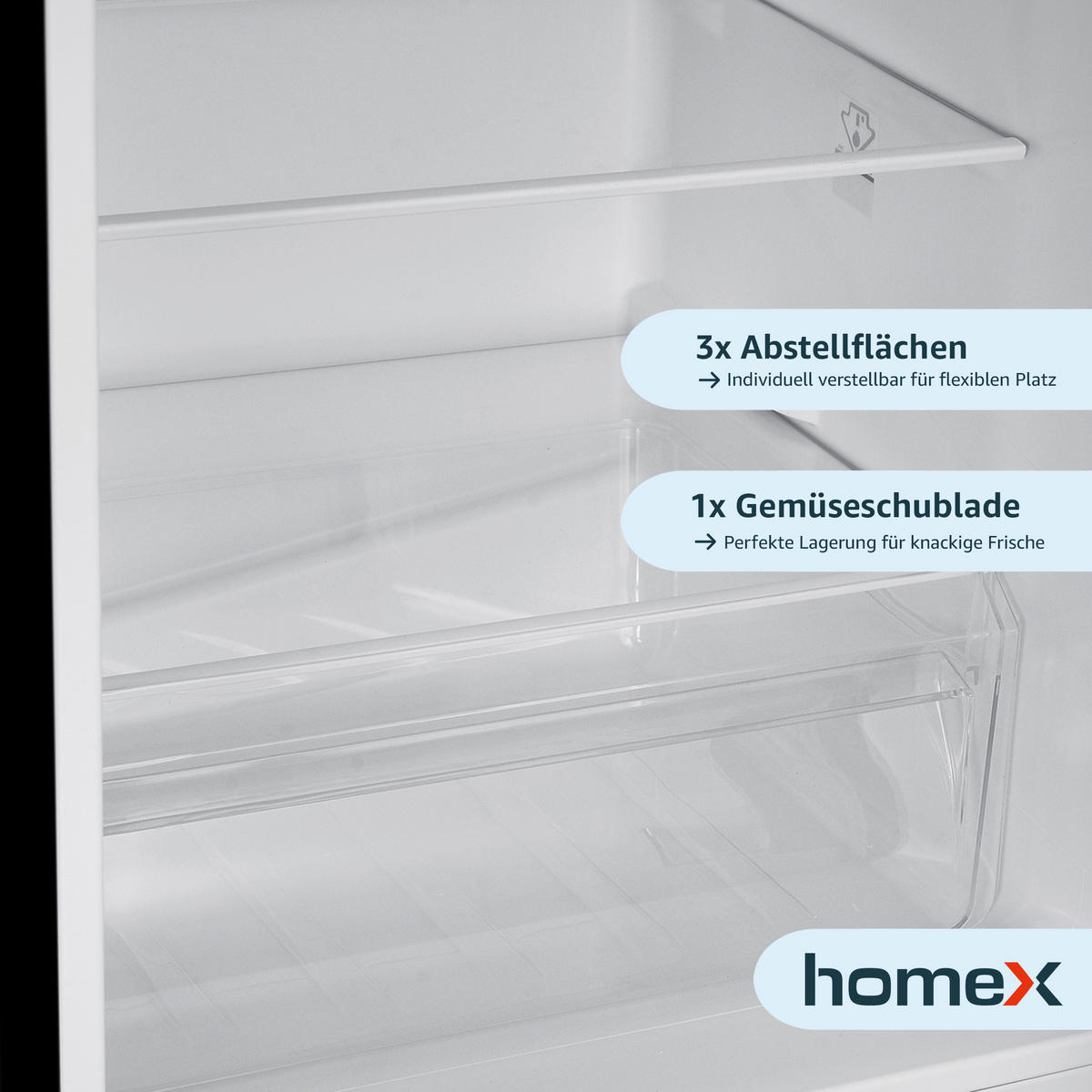 KÜHL-GEFRIER-KOMBINATION, freistehend, 173 Liter Nutzinhalt, 4-Sterne Gefrieren, Höhe 142,5 cm, 40 dB, Kühlschrank mit Gefrierfach groß, CFS1110-B - Schwarz, Glas/Kunststoff (49.5/142.5/56cm) - homeX