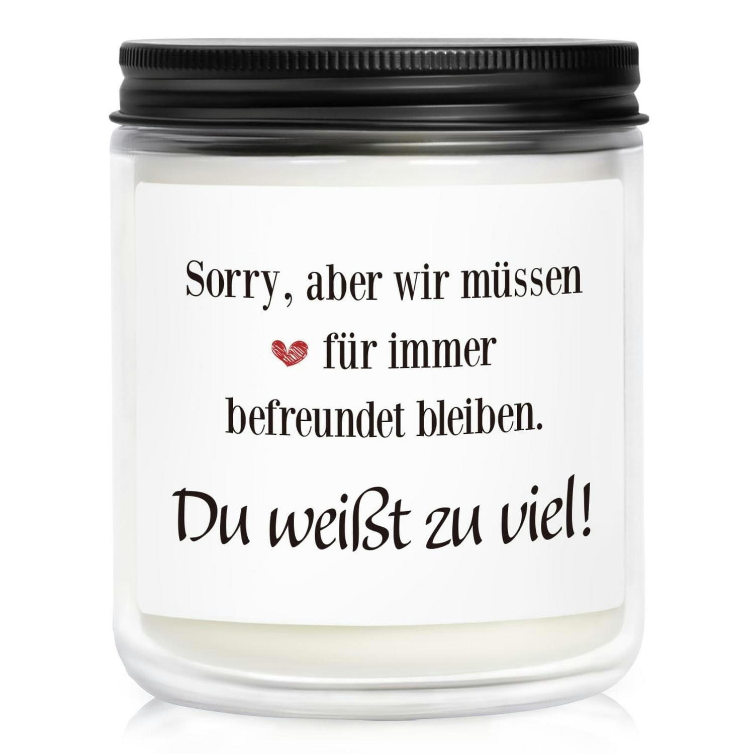 DUFTKERZE im Glas mit Spruch - Schwarz, Glas (8.8cm)