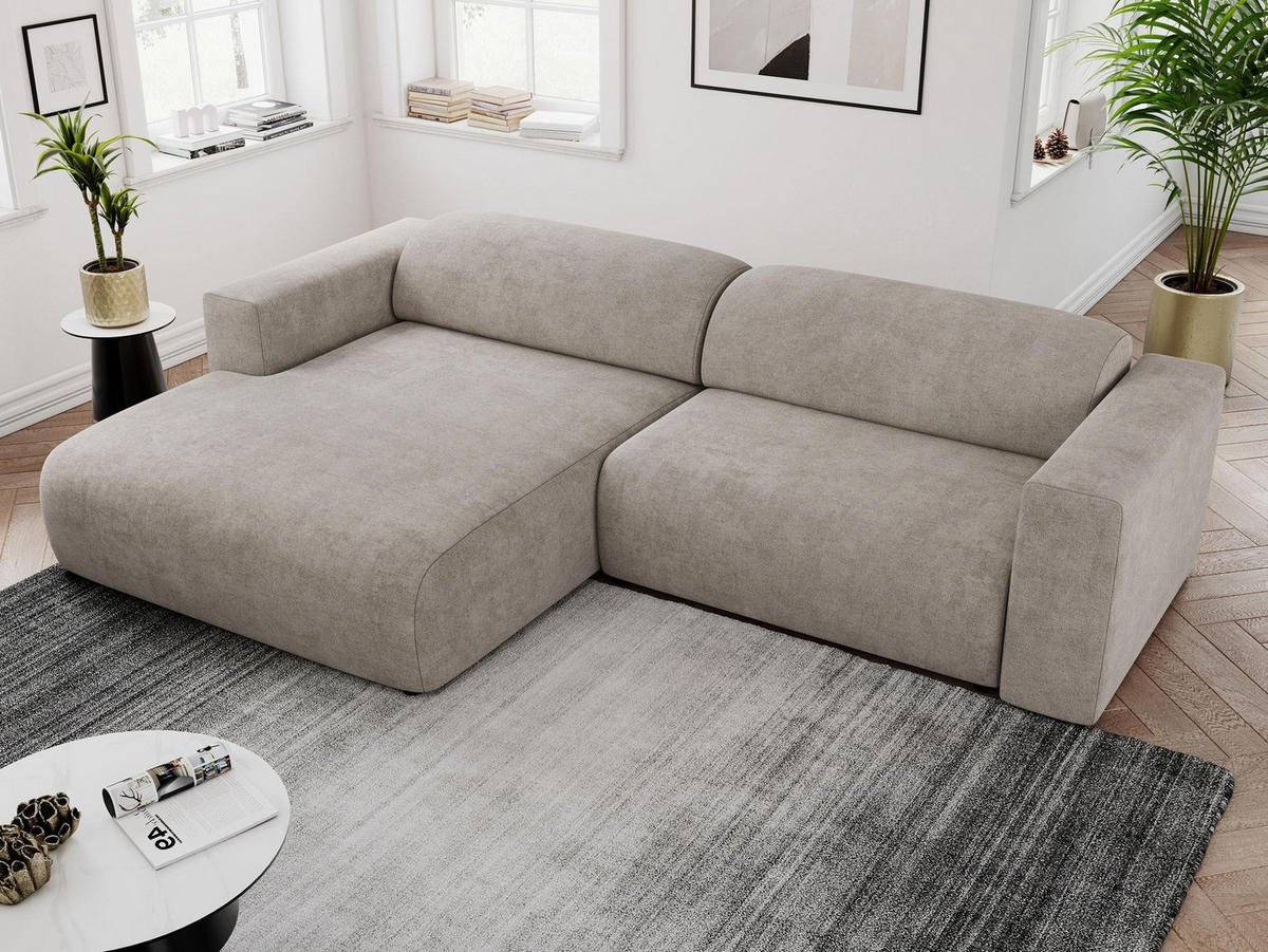 ECKSOFA PASADENA Beige Struktur - Links Seite - Beige/Schwarz, Kunststoff/Textil (288/180cm) - MKS
