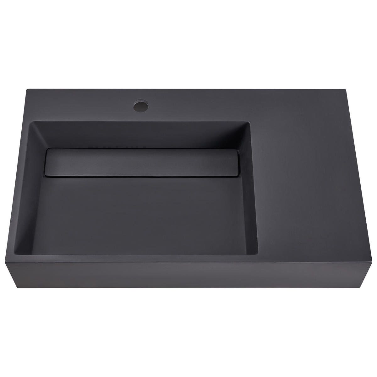 HÄNGEWASCHBECKEN Schwarz 75/43 cm Mineralguss Cusco - Schwarz, Naturmaterialien (75/15/43cm) - Beliani