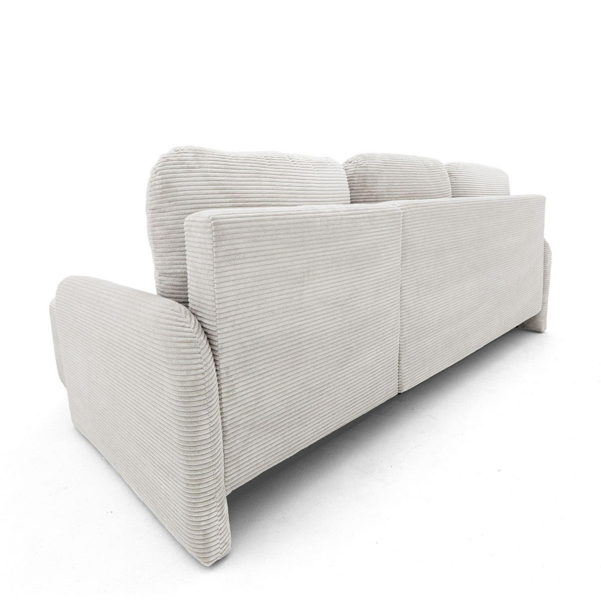 ECKSOFA CASPER L Rechts mit Schlaffunktion 132x198 Cord Creme - Creme/Schwarz, Holz/Kunststoff (145/217cm) - NACANAPA