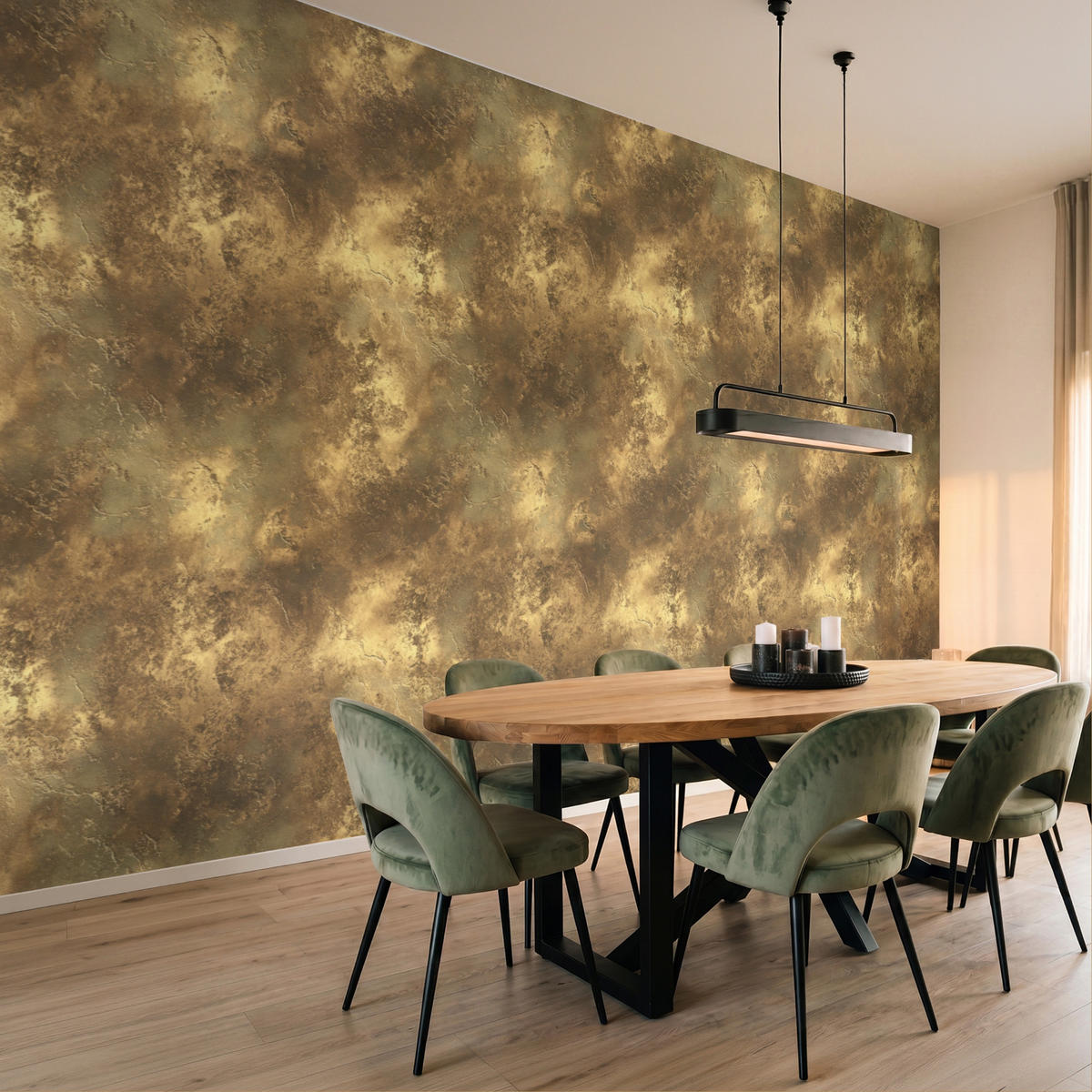 TAPETE - Antik - Metallic-Look - Gold - 450x260 cm - Messingfarben, Papier (450/260cm) - OnlyWow