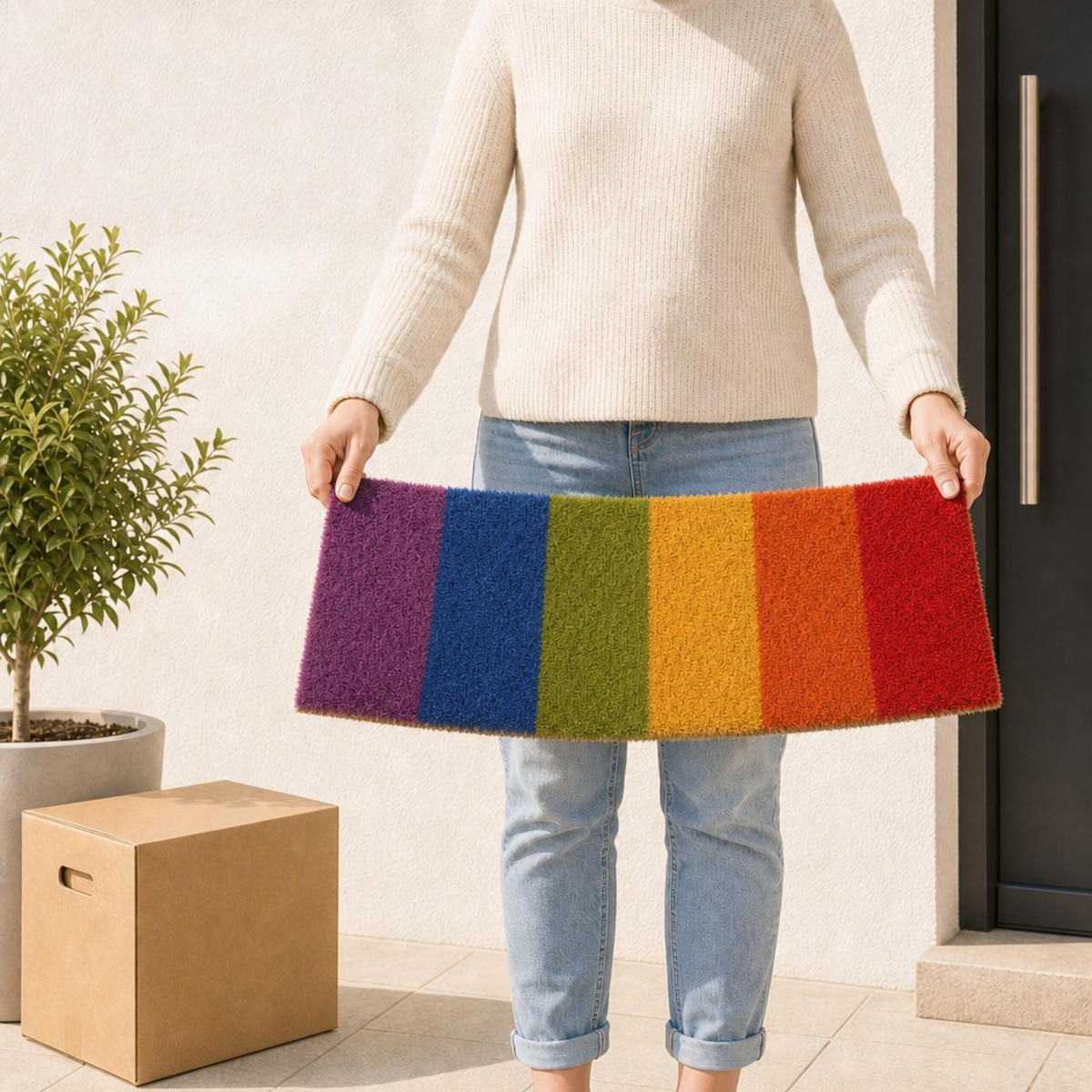 FUSSMATTE Bunt Kokosfaser rutschfest 75x25 cm - Multicolor, Kunststoff/Textil (75/25cm) - Relaxdays