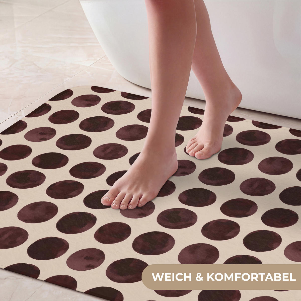 KOUPELNOVÁ PŘEDLOŽKA Puntíky - Vzor - Hnědý 90x60 cm - bordeaux, textil/plast (90/60cm)