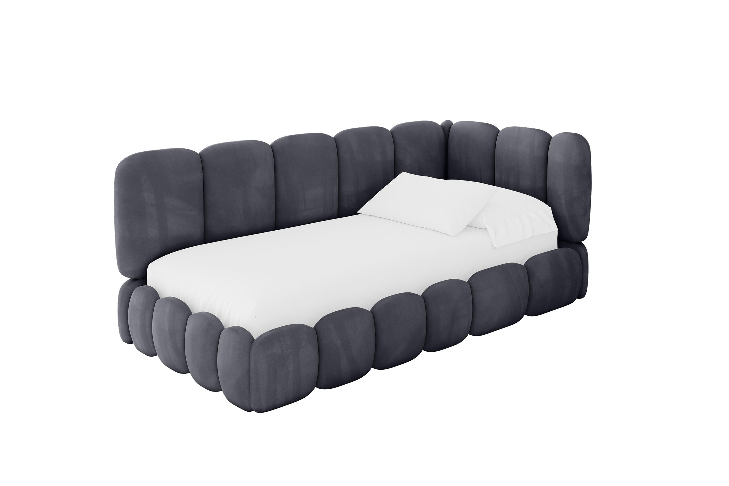 ALTDECOR JEDNOLŮŽKOVÁ POSTEL pro mládež s úložným prostorem a matrací H3/H4, vlevo - AVRY 100x200 tmavě šedá