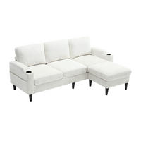 ECKSOFA DE-33641 mit Hocker und Stauraum Beige - Beige, Holzwerkstoff (196.5/75cm) - ComfortXL
