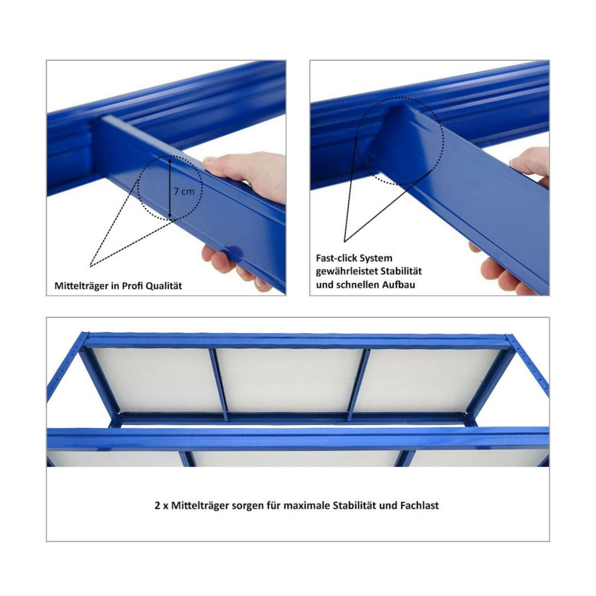 SCHWERLASTREGAL Dino 2er-Set 180x200x60cm Melamin-Ebenen Blau - Blau, Metall (400/180/60cm) - PROREGAL