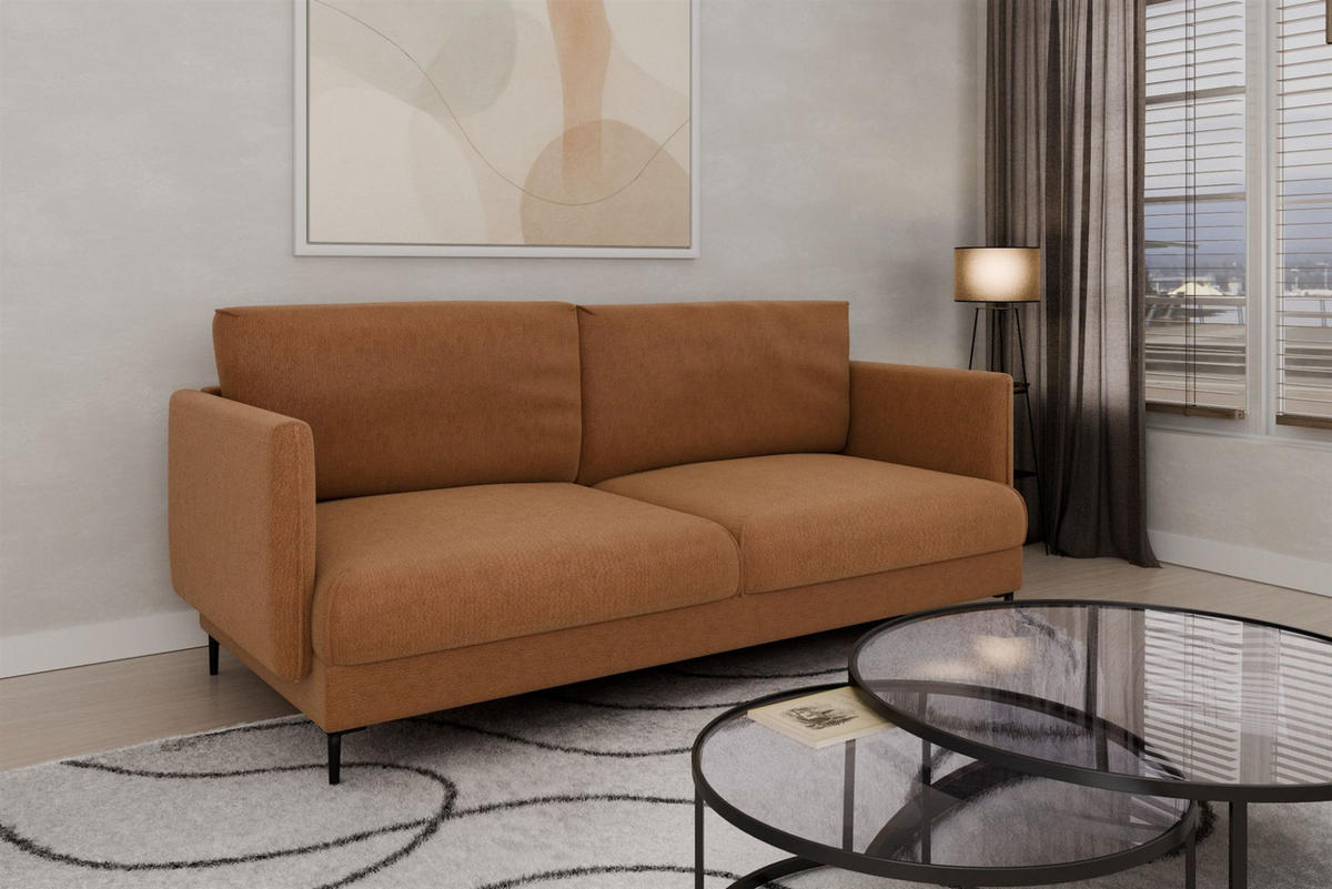 SOFASET Helmer 3-2-1 In Stoff Vibe - Orange, Holzwerkstoff/Textil (226/95/95cm) - Fun Möbel