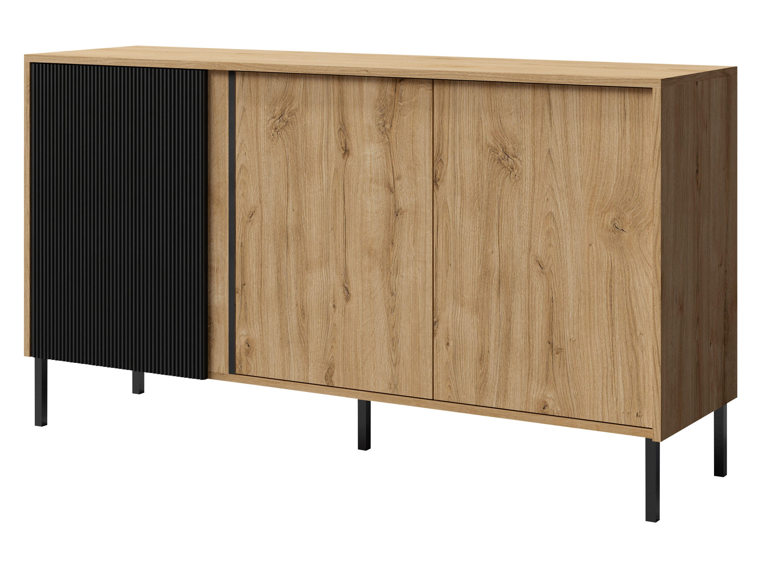 SIDEBOARD Mia 02 - Schwarz/Braun, Holzwerkstoff/Metall (145/80/41cm) - MIRJAN24