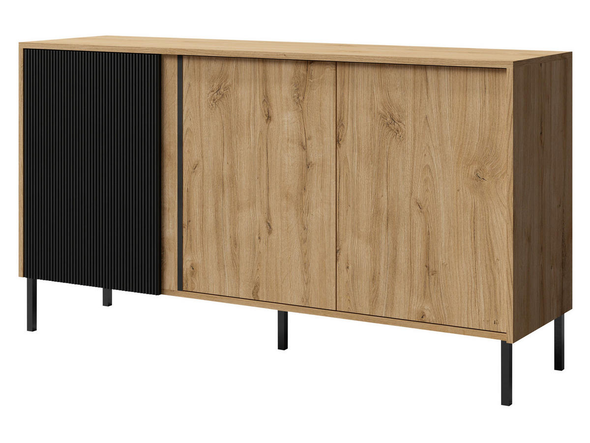 SIDEBOARD Mia 02 - Schwarz/Braun, Holzwerkstoff/Metall (145/80/41cm) - MIRJAN24