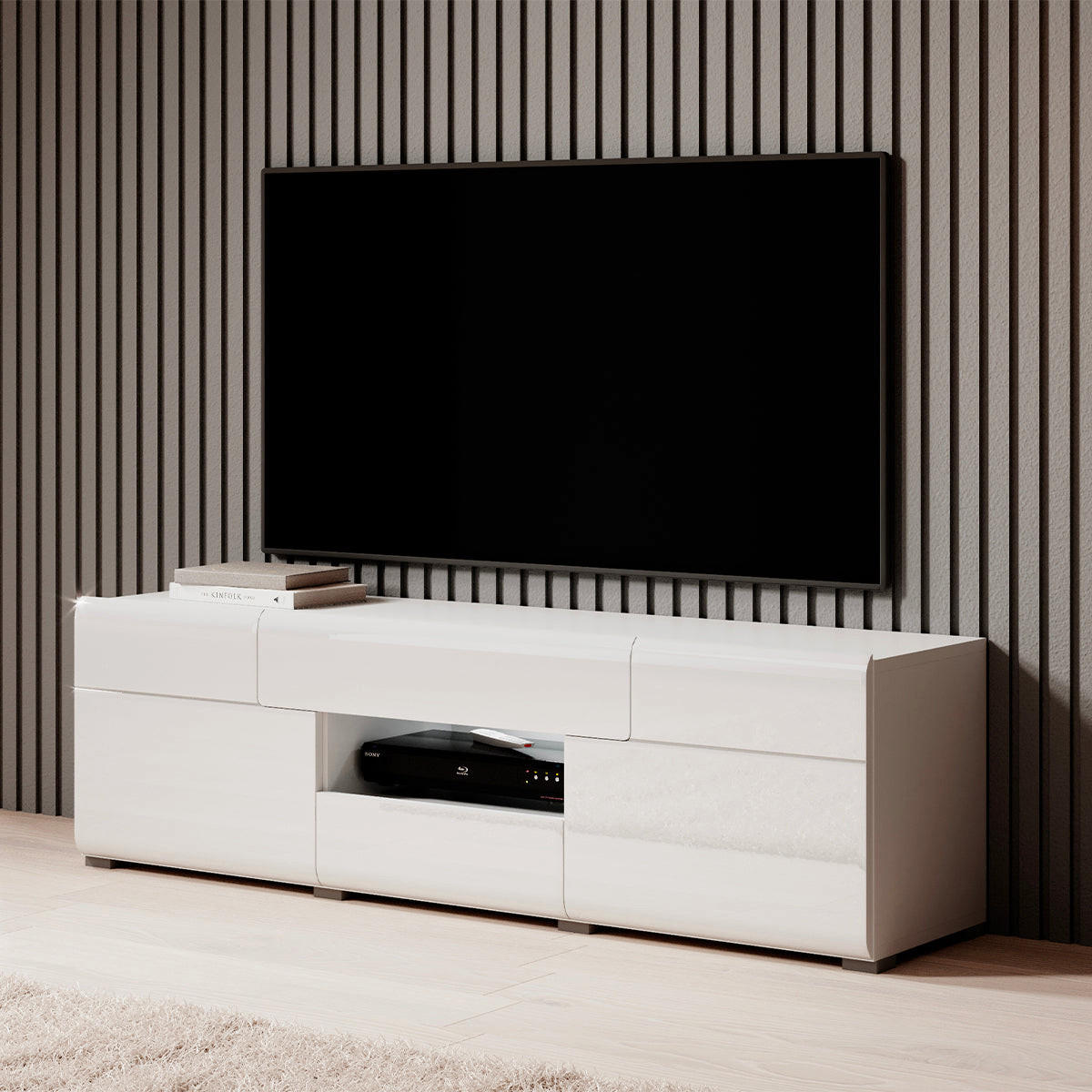 TV-MÖBEL Jules Weiß - Weiß, Holzwerkstoff (159/47/39cm) - Petits-meubles