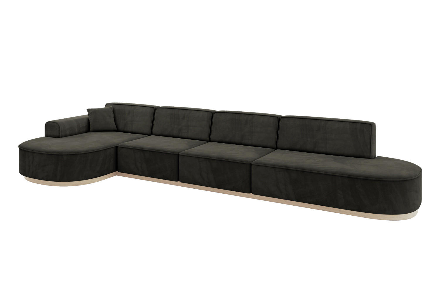 ECKSOFA Ottomane Links MARI-L3-v1 - 413x171x83 cm Schwarz Velours - Schwarz, Holzwerkstoff/Textil (413/171cm) - ALTDECOR