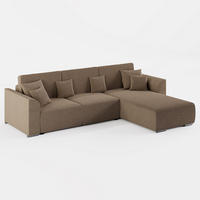 ECKSOFA LUMO L Rechts Braun Flechtwerk-Stoff mit Schlaffunktion und Bettkasten - Braun, Textil (293/195cm) - Barchello