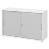 SCHIEBETÜRENSCHRANK - 2 Ordnerhöhen 40/120/74,8 cm in Weiß/Grau Bügelgriff (Metall) - Weiß/Grau, Holzwerkstoff (120/74.8/40cm) - bümö