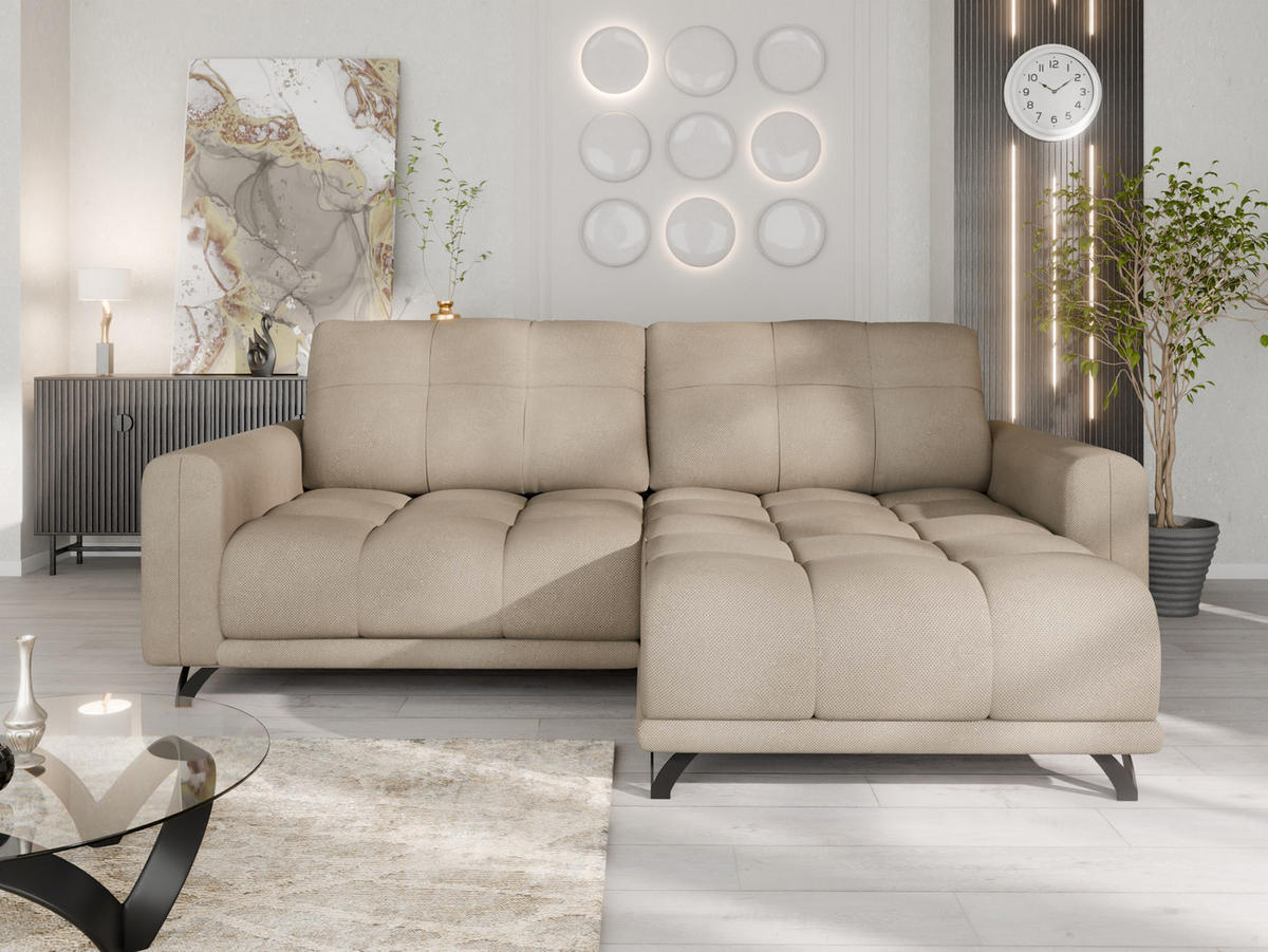 ECKSOFA Ferrino L-Form, Recamiere beidseitig montierbar, Cappucino - Cappuccino, Holz (174/234cm) - Panda Möbel