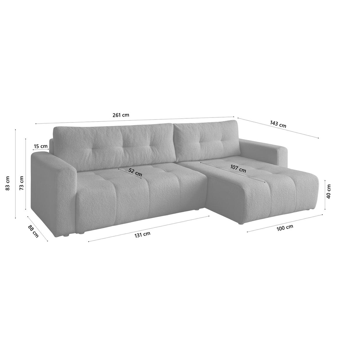ECKSOFA WALONGO mit Schlaffunktion, Grau - Dunkelgrau, Textil (261/143cm) - Fedve