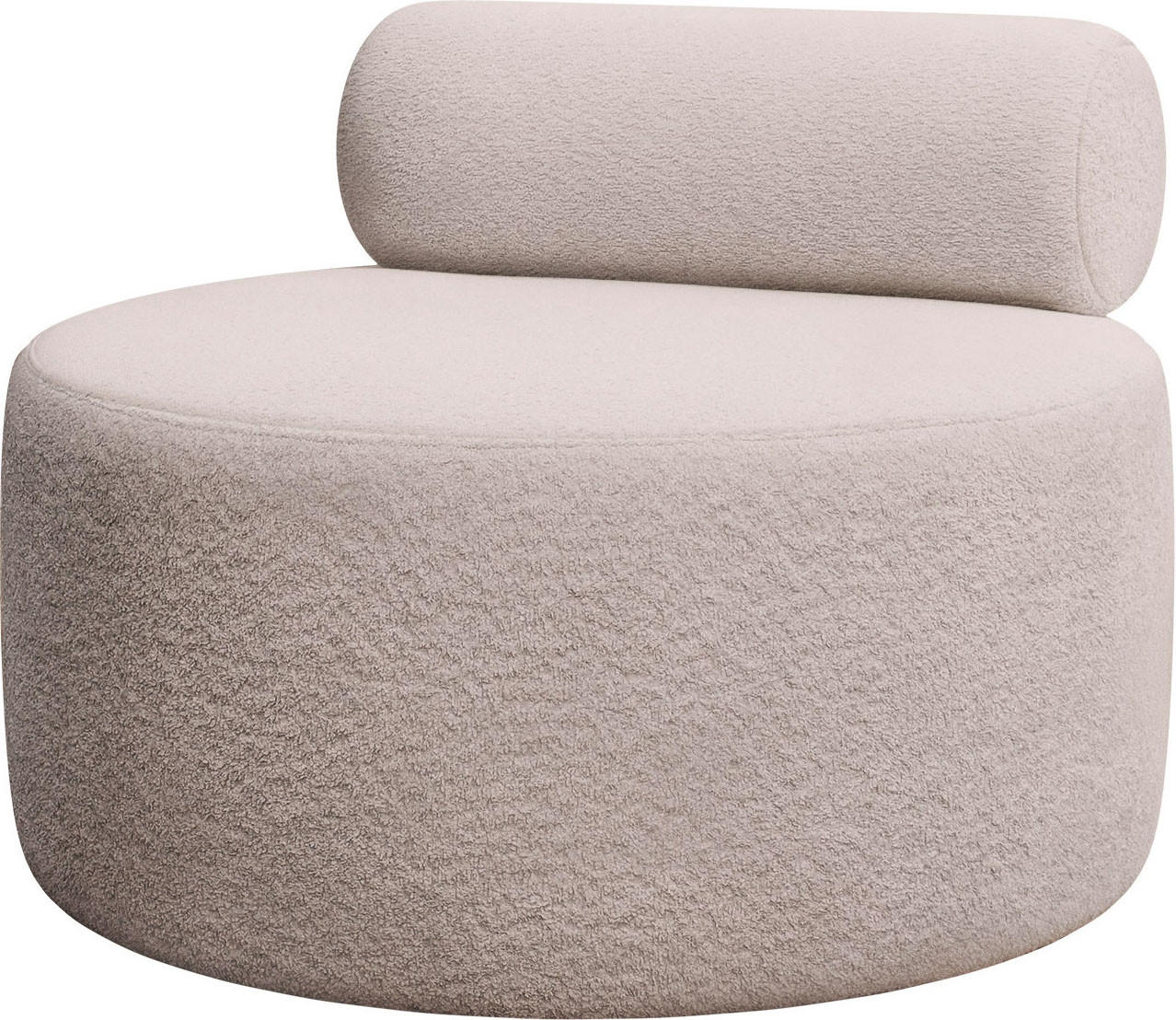 SESSEL Noelle rund, Dunkelbeige Boucle 90 x 90 x 78 cm - Beige/Schwarz, Kunststoff/Textil (90/78/90cm) - WFL GROUP