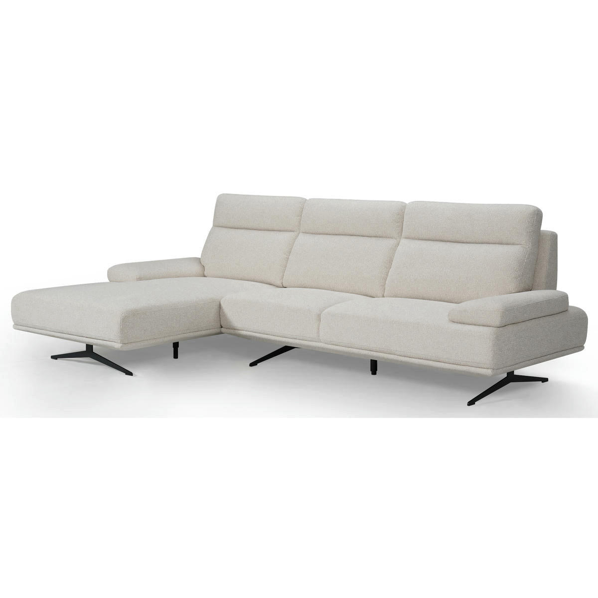 ECKSOFA Webstoff Beige - Beige/Schwarz, Textil/Metall (304/176cm) - Furnhouse