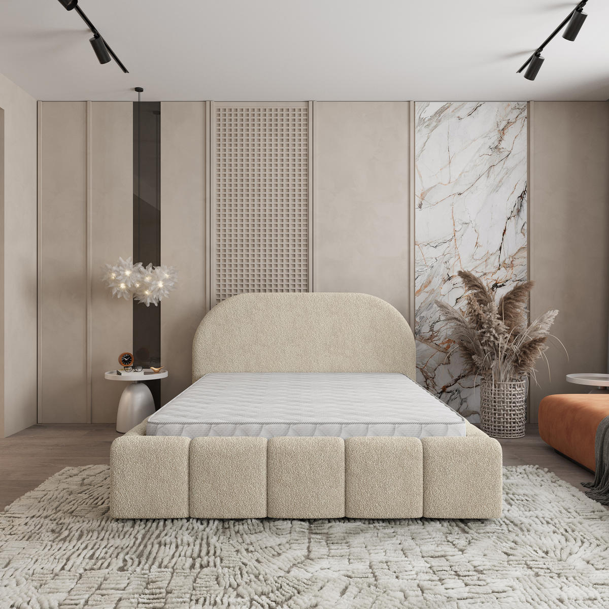 POLSTERBETT FLUSSO 160x200 cm mit Bettkästen - Creme - Creme, Holz (160/200cm) - MASSENO