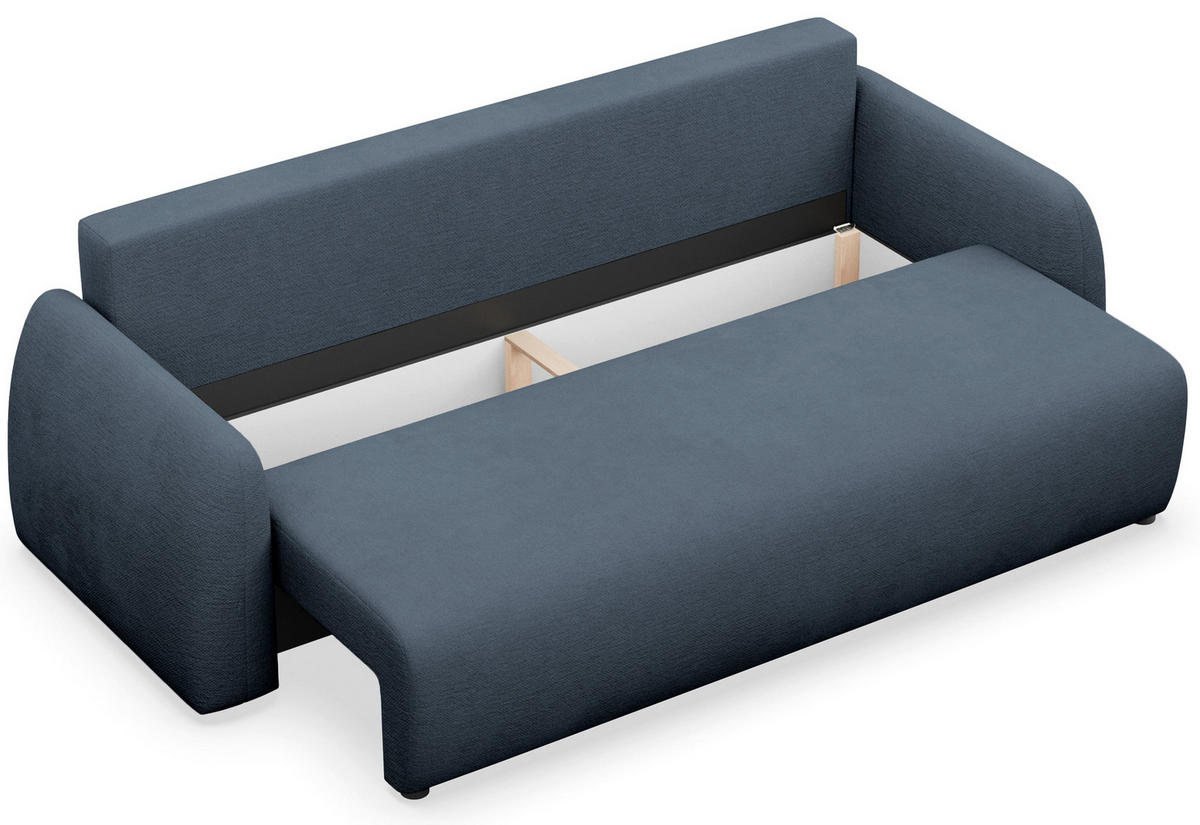 3-SITZER SOFA Nubelle dunkelblau Chenille-Bezug, wasserabweisend - Schwarz/Dunkelblau, Kunststoff/Textil (244/85/93cm) - Selsey