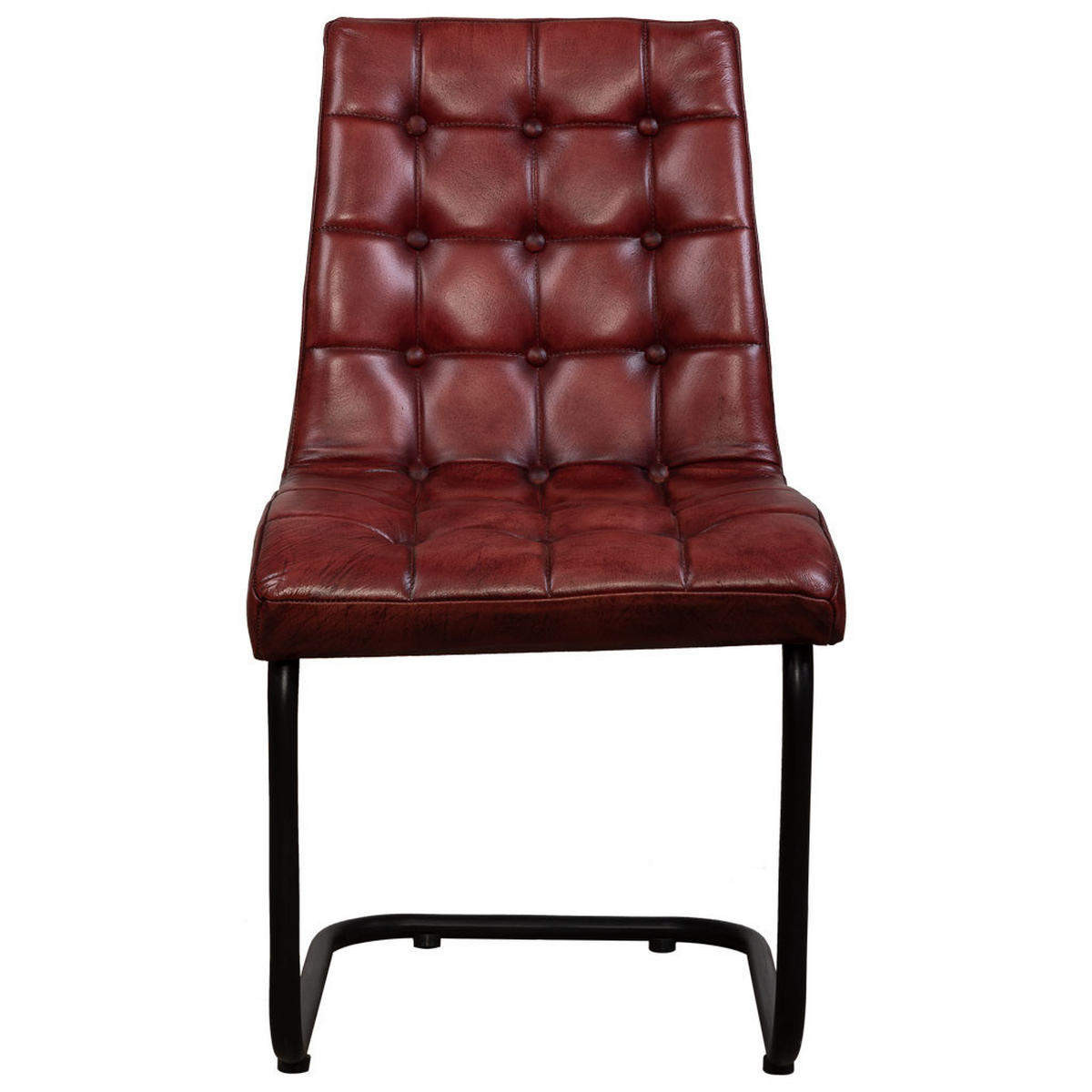 STUHL mit braunem Leder bezogen 41x50x94 cm - Rot, Metall (41/94/50cm) - Wanderlust