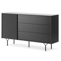 SIDEBOARD ORILLIA KOM1-1D3S Fräste Fronten, Schwarz - Schwarz, Holzwerkstoff/Kunststoff (144/83/38cm) - Komodee