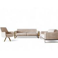 SOFASET Valerie 3-2 Und Drehsessel - Beige, Holzwerkstoff/Textil (228/79/90cm) - Fun Möbel