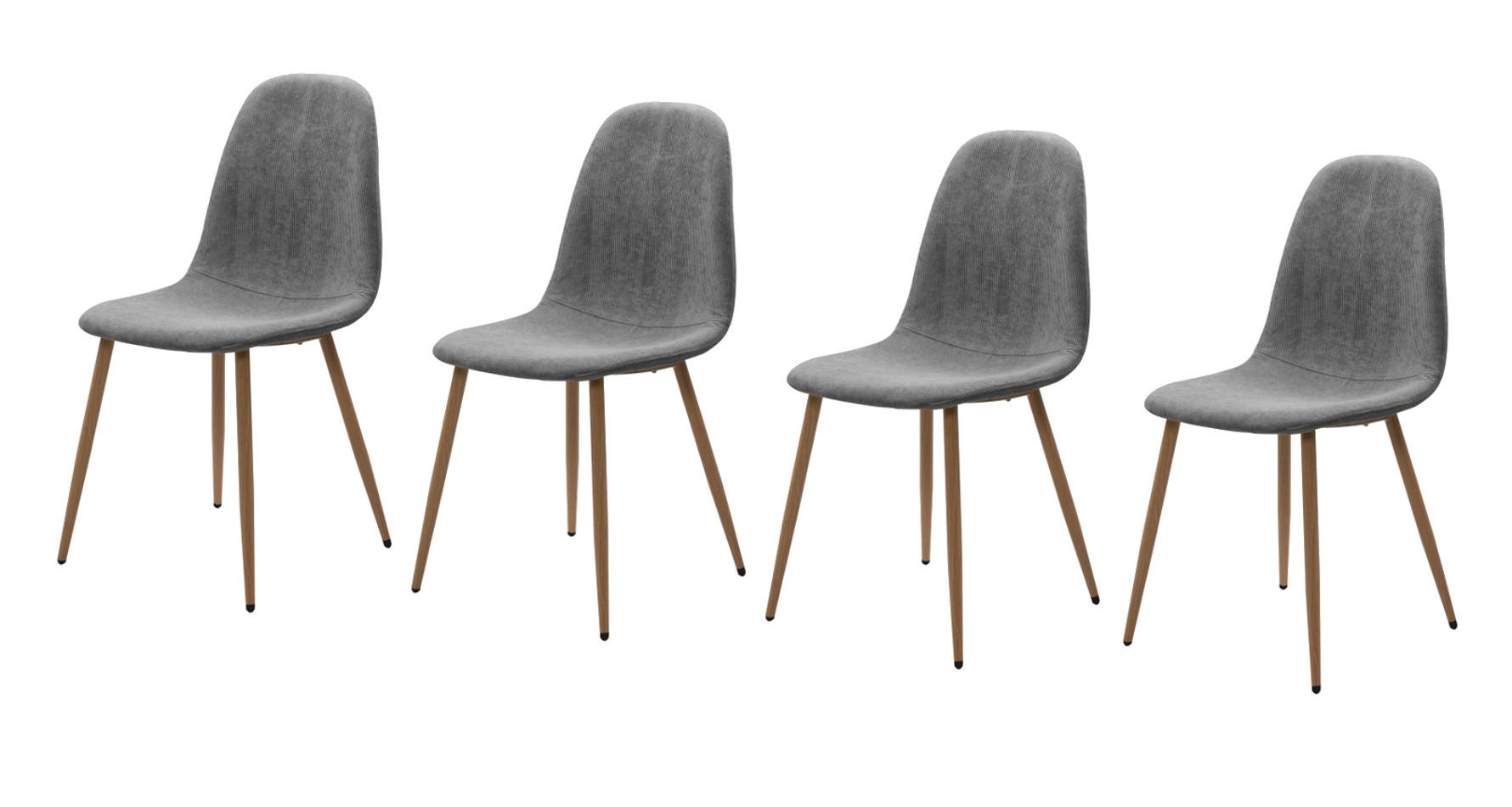 STUHL 4er-Set grau Cord, Esszimmerstuhl mit 4-Fuß-Gestell - Braun/Grau, Textil/Metall (50/83/43cm) - Furn.Design