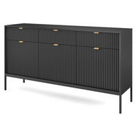 KOMMODE Kioto KSZ154 in Schwarz - Goldfarben/Schwarz, Holzwerkstoff/Metall (154/83/39cm) - Ravio
